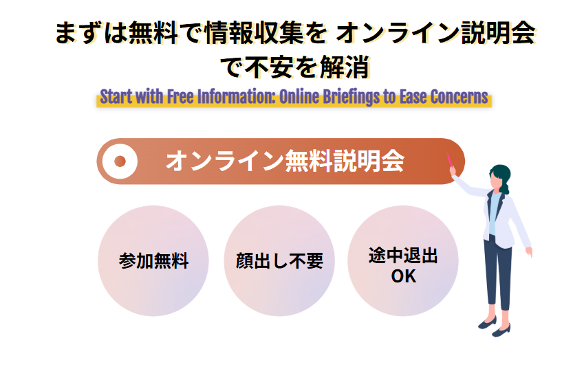 まずは無料で情報収集を オンライン説明会で不安を解消