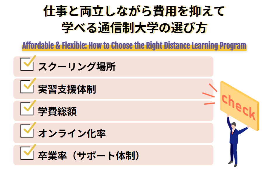 仕事と両立しながら費用を抑えて学べる通信制大学の選び方
