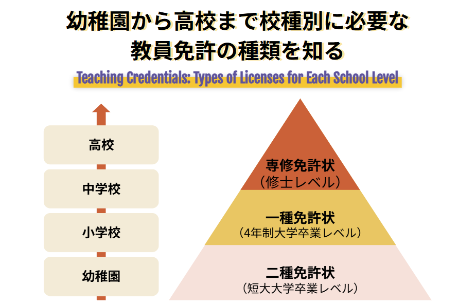 幼稚園から高校まで校種別に必要な教員免許の種類を知る
