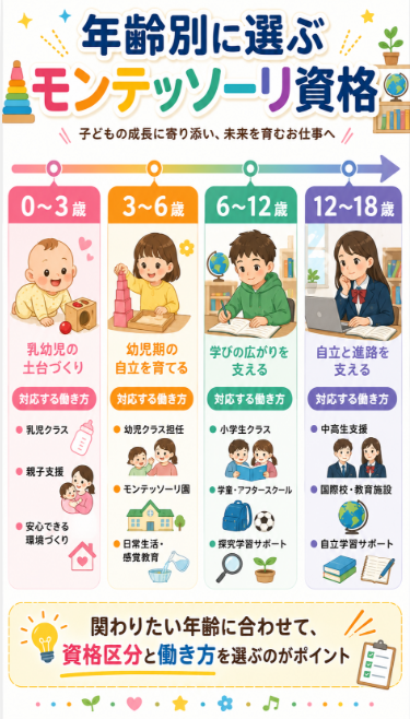 対象年齢と働きたい現場から資格を選ぶ