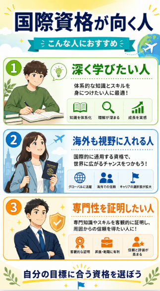 国際資格は専門性と信頼性を高めたい人に向いている