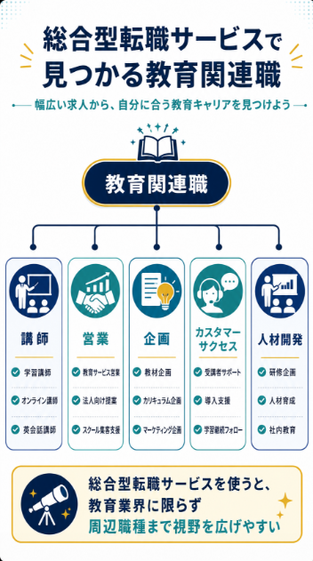 リクルートエージェントやdodaで教育関連求人の幅を確認する