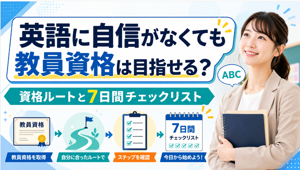 英語に自信がなくても教員資格は目指せる？資格ルートと7日間チェックリスト