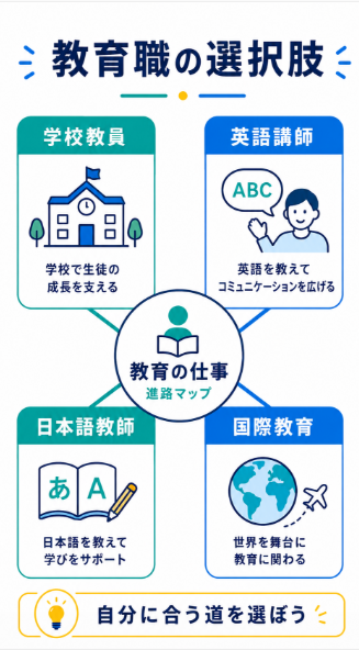 日本語教師や国際教育分野など別の教育職も視野に入れる
