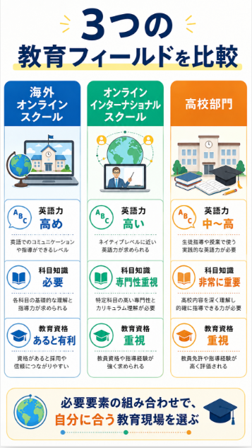 転職先との相性 海外オンラインスクールやオンラインインターナショナルスクール高校部門に活かしやすい
