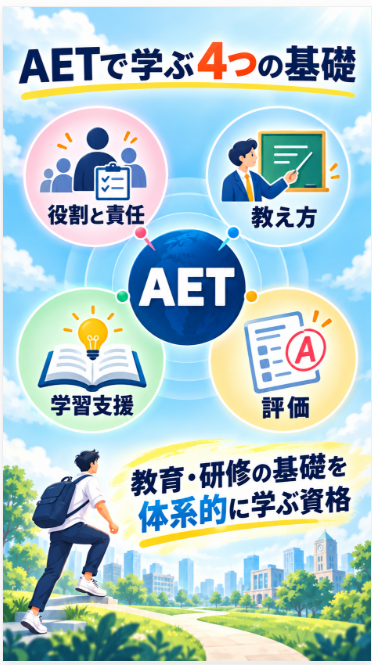 AETは教育・研修分野の資格
