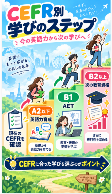 CEFRレベルに応じて英語力から段階的に学ぶ