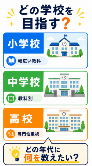希望する学校種と担当したい教科を決める