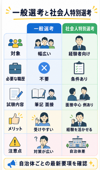 一般選考と社会人特別選考を比較して受験方法を選ぶ